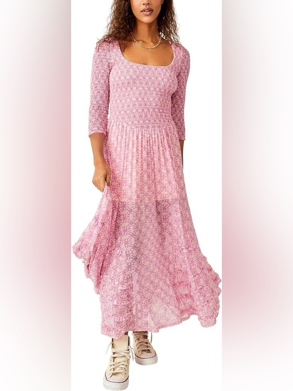 Free People It's Fate Longsleeve Midi Dress in the 'Lilac Combo' colorway, NWT - Picture 2 of 13
